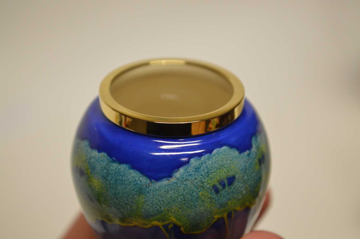 Moorcroft Enamel ginger jar decorated in Moonlit Blue - Image 2 of 4