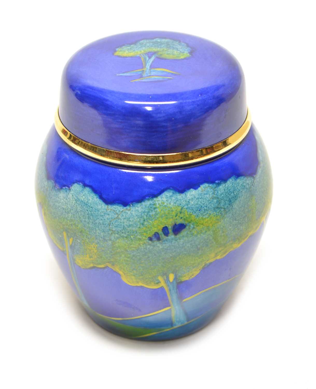 Moorcroft Enamel ginger jar decorated in Moonlit Blue