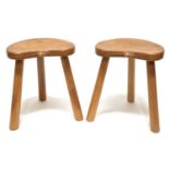 Two Mouseman Kidney shaped Calf Stools