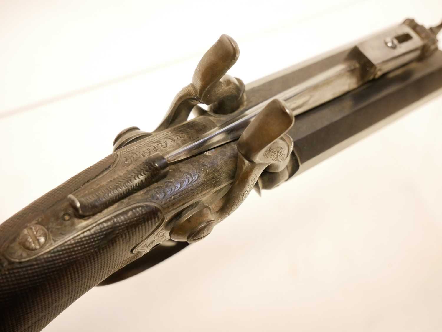 Atkinson of Lancaster double barrel pistol with bayonet - Image 6 of 12