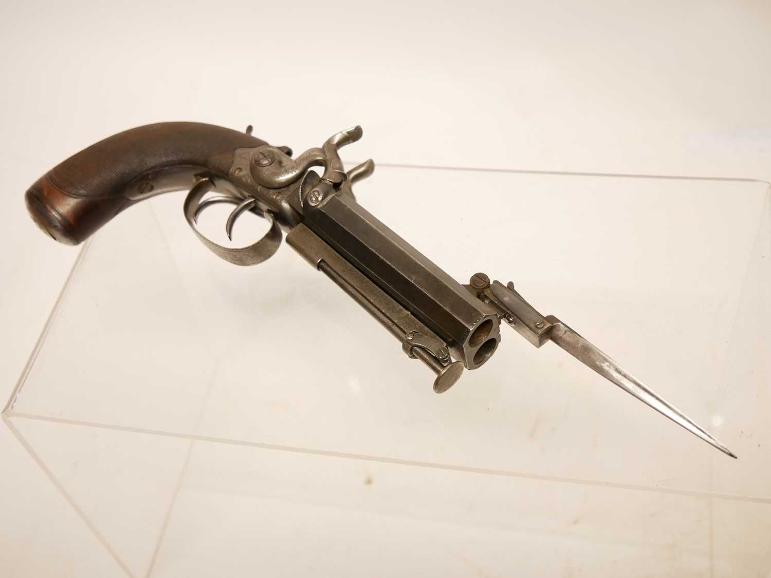 Atkinson of Lancaster double barrel pistol with bayonet - Image 2 of 12