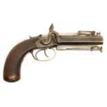 Atkinson of Lancaster double barrel pistol with bayonet