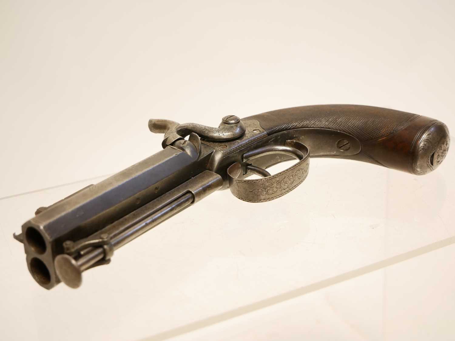 Atkinson of Lancaster double barrel pistol with bayonet - Image 8 of 12