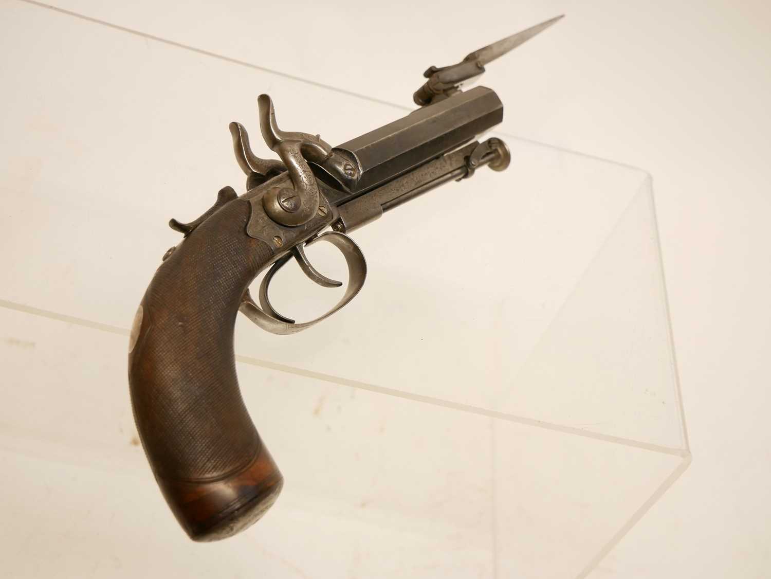 Atkinson of Lancaster double barrel pistol with bayonet - Image 3 of 12