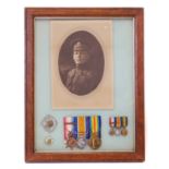 Framed photograph & WWI medals awarded to H.H. Liddell-Granger