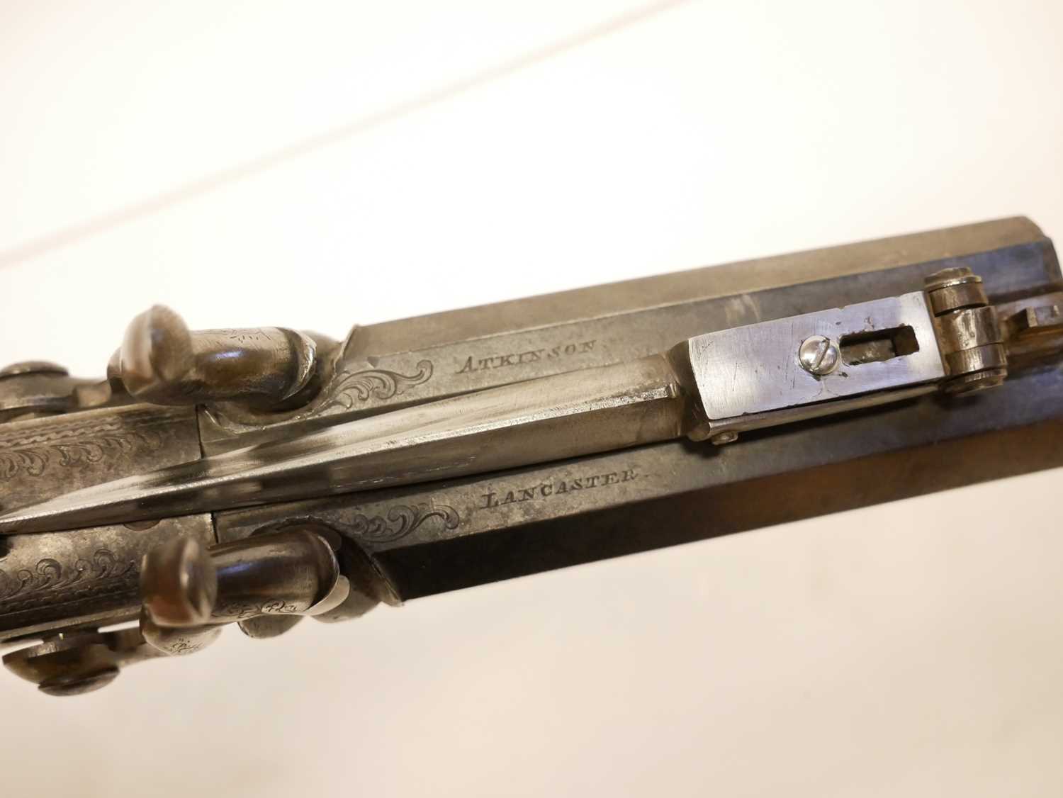 Atkinson of Lancaster double barrel pistol with bayonet - Image 5 of 12