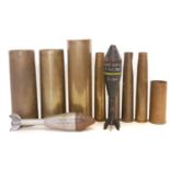 Eight artillery shell cases and two dummy inert Energa Rifle Grenades,