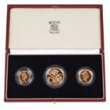 Elizabeth II, United Kingdom, 1987, Gold Proof Three Coin Collection, Royal Mint.