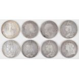 1902 Trade Dollar and seven historic silver crowns (8).