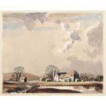 Rowland Hilder (British 1905-1993) Rural landscape with farm buildings