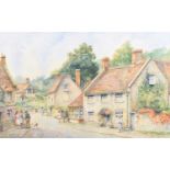 W. Huntington (British 20th/21srt century) A Cotswold village scene with figures