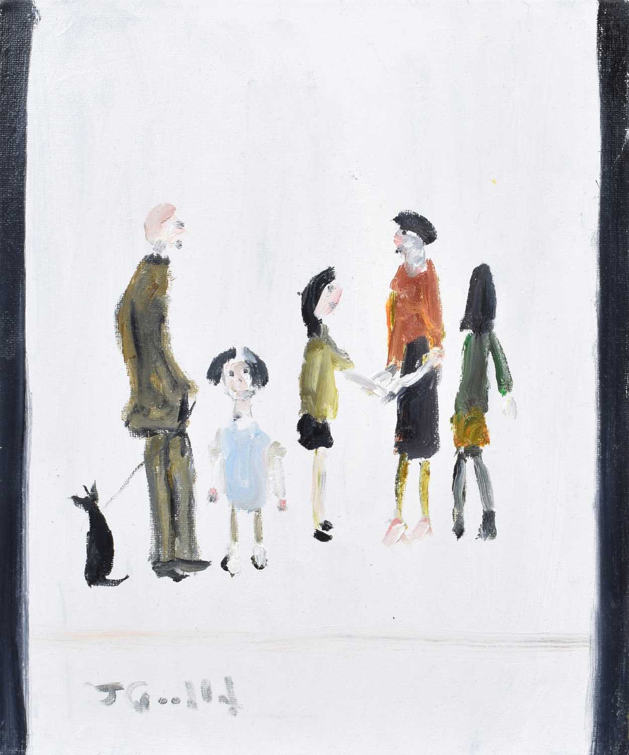 John Goodlad (British 20th/21st century) Figure studies and street scene after L.S. Lowry - Image 2 of 3