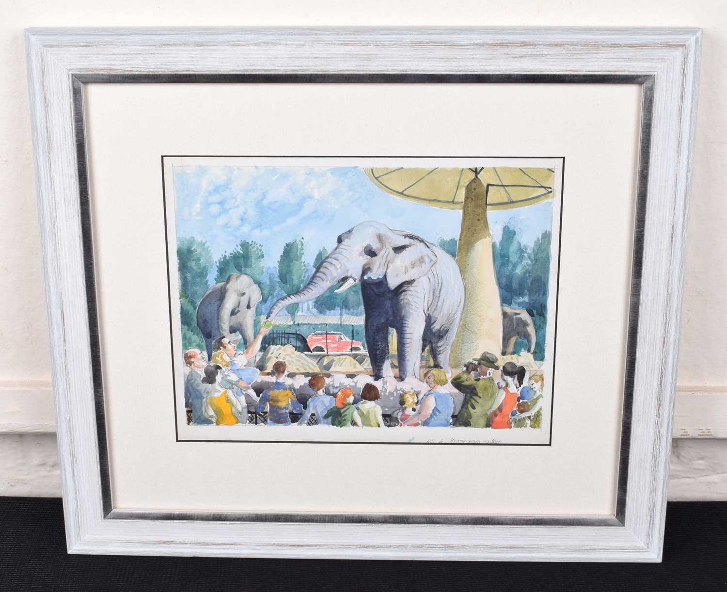 Charles Frederick Tunnicliffe (British 1901-1979) Elephants at the zoo - Image 2 of 2
