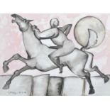 Geoffrey Key (British 1941-) "Horse, Rider and Moon"