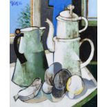 Geoffrey Key (British 1941-) "Coffee Pots Grey"