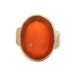 A carnelian intaglio ring,