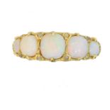 A late Victorian 18ct gold opal and diamond dress ring,