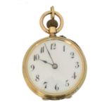 A 14ct gold open face fob watch,