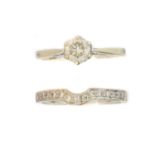 Two 18ct gold diamond dress rings,