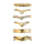 A selection of 9ct gold band rings,