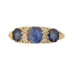 An 18ct gold sapphire and diamond dress ring,