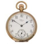 A 9ct gold open face pocket watch by Waltham,
