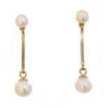A pair of cultured pearl drop earrings by Mikimoto,