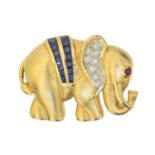 A gem-set elephant brooch,