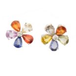 A pair of vari gem earrings,