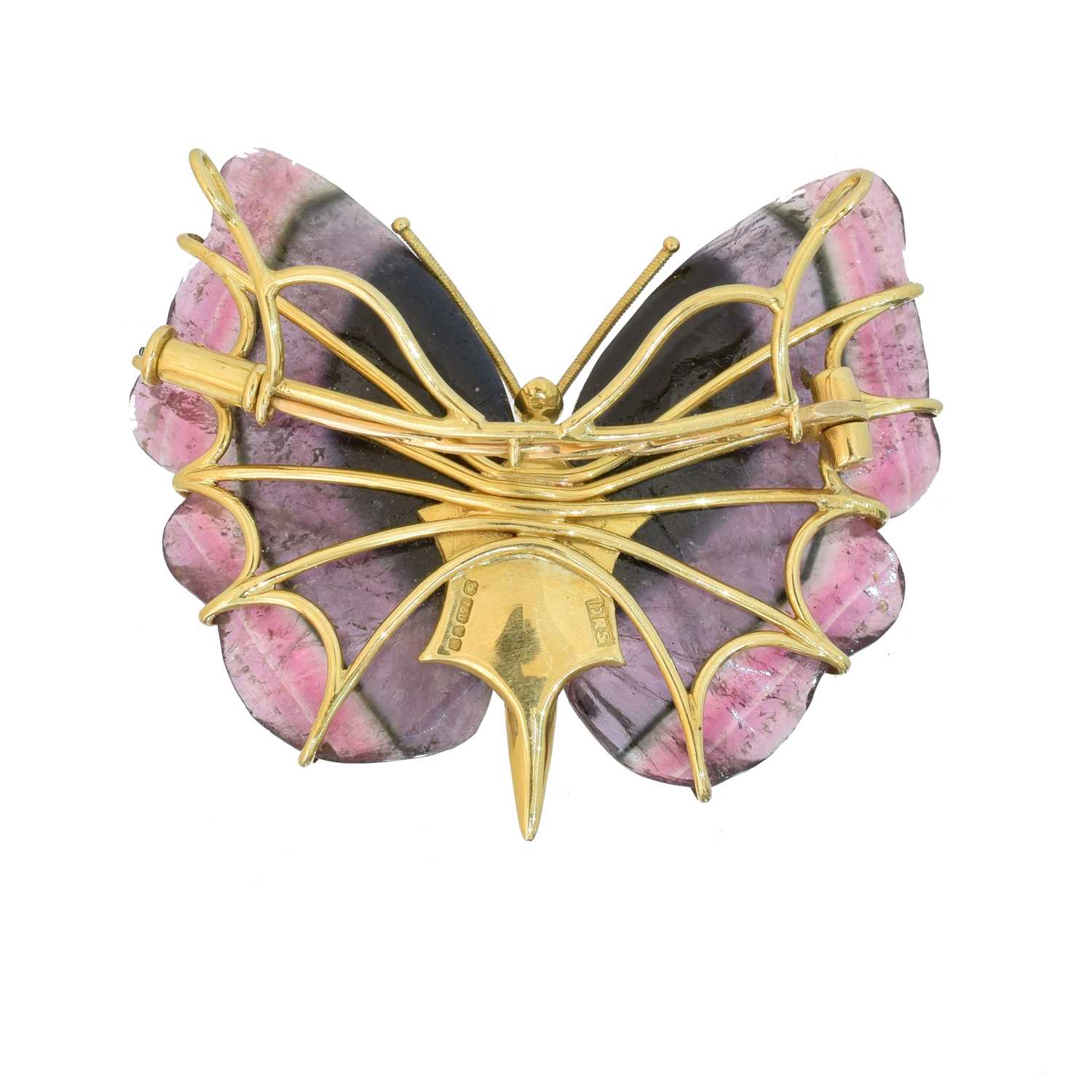 An 18ct gold tourmaline and diamond brooch, - Image 2 of 2