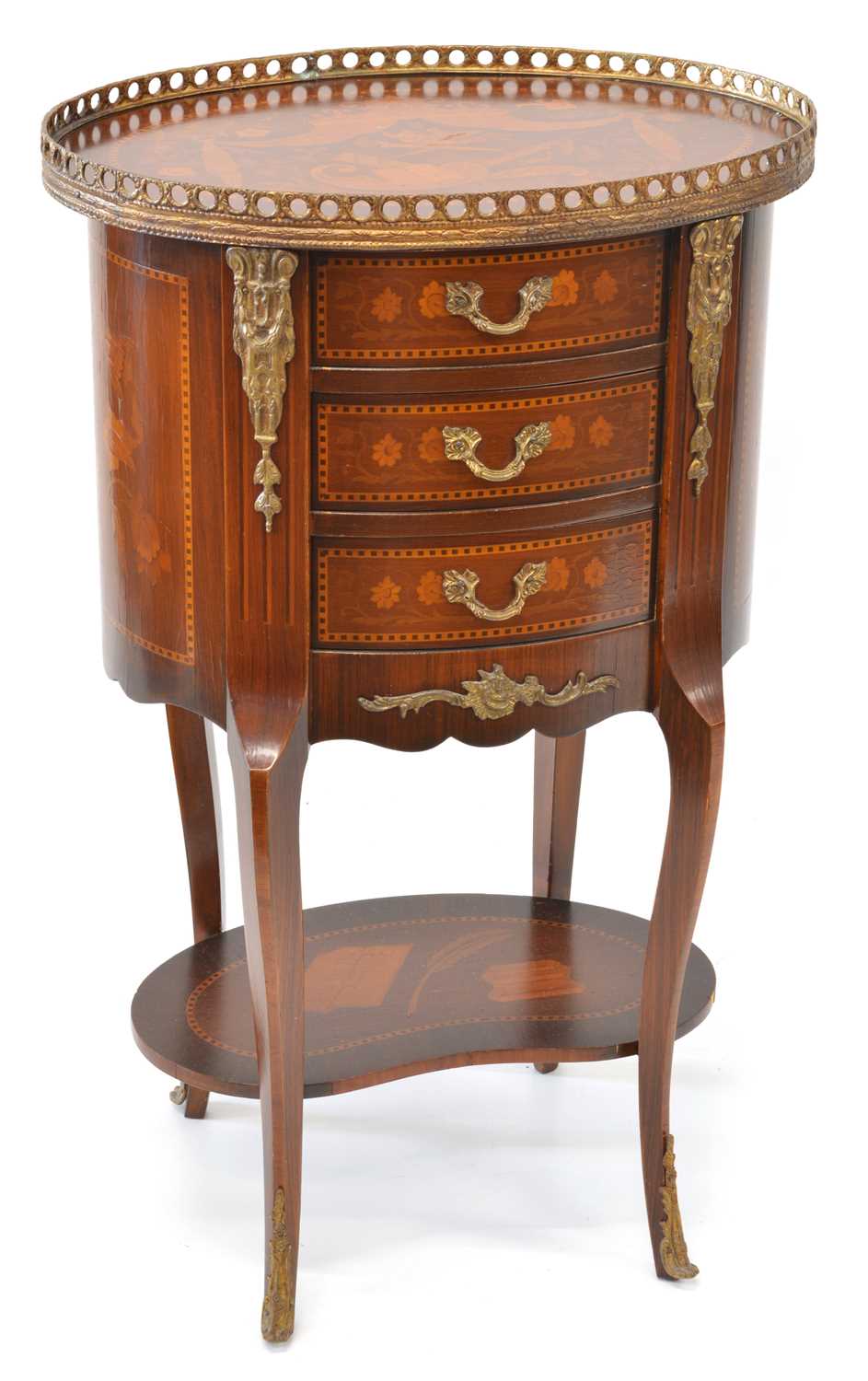 Late 19th Century Louis XV Style French Marquetry and Ormolu Mounted Side Table