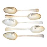 A selection of George III and later silver tablespoons,