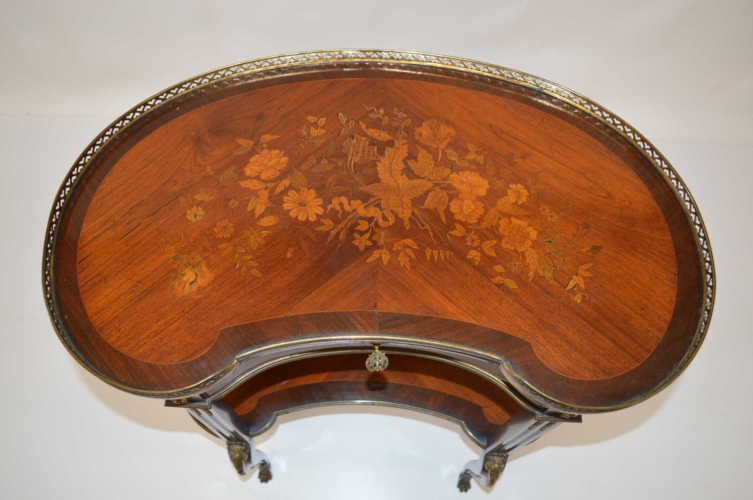French Louis XV Style Kingwood Kidney Shaped Occasional Table - Image 2 of 7