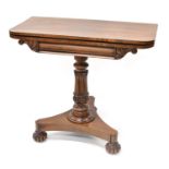 William IV Rosewood Fold Over Card Table