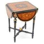 Late 19th Century French Ebonised Drop Leaf Centre Table