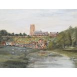 T.W. Peake (British 19th/20th century) "St. Mary's Church from the River Tern, Market Drayton, Shrop