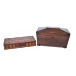 Tunbridge Ware Box and Mahogany Tea Caddy