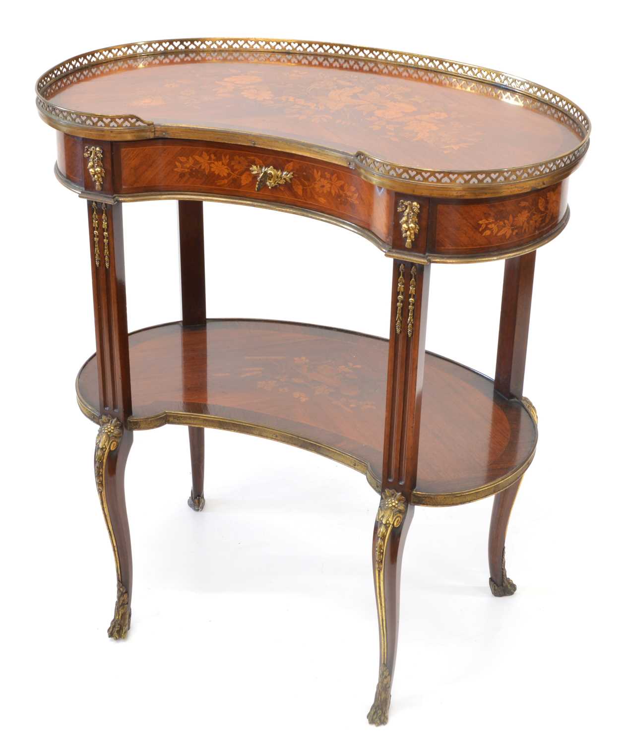 French Louis XV Style Kingwood Kidney Shaped Occasional Table