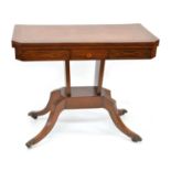 Regency Mahogany and Satinwood Inlaid Fold-Over Card Table
