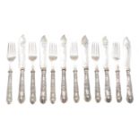 A set of Edward VII silver fish knives and forks,