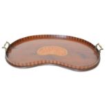 Edwardian Mahogany Kidney Shaped Tea Tray