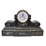 Mid 19th Century French Slate and Marble Cased Mantel Clock Samuel Marti & Co