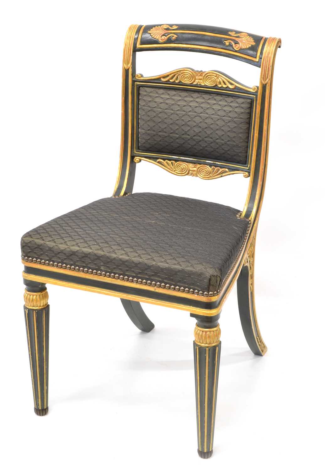 Set of Four Empire Style Parcel-Gilt Ebonised Chairs - Image 2 of 7