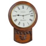 Late 19th Century single fusee drop dial wall clock