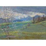 Melchior Lechter (German 1865-1937) "Spring in Oberbergen, Switzerland"