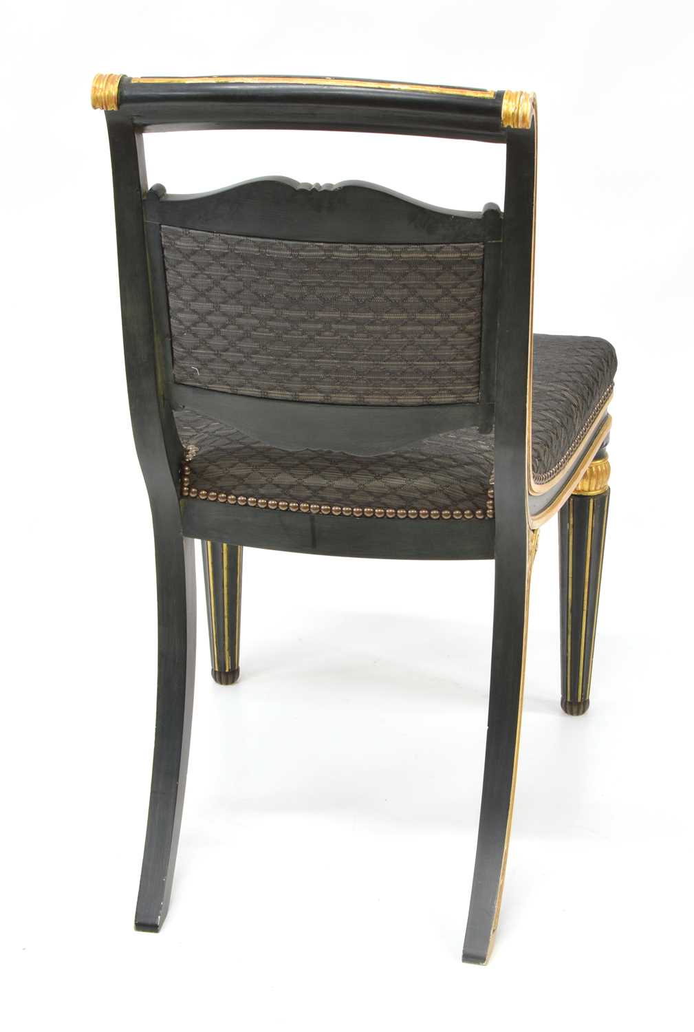 Set of Four Empire Style Parcel-Gilt Ebonised Chairs - Image 3 of 7