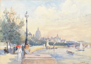 D.A. Hudd (British 19th/20th century) "On the Thames Embankment"