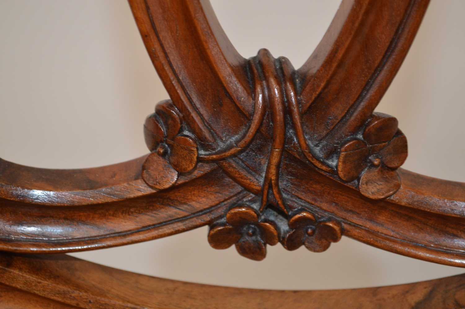 Set of Six Victorian Walnut Framed Balloon Back Dining Chairs - Image 5 of 5