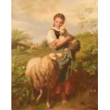 After Johann Baptist Hofner (German 1832-1913) "The Shepherdess"