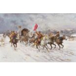 Constantin Baumgartner-Stoiloff (Austrian/Russian 1850-1924) Advancing cossack convoys